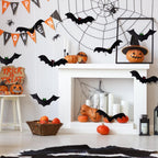 YUJUN 12-Piece Hanging Halloween Bat Set – Black – product detail