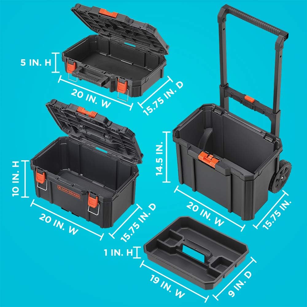 beyond BDST60500APB 3-Piece Stackable Rolling Tool Storage System – Black – product detail