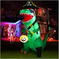 GOOSH 7-Foot Halloween Pirate Dinosaur & Pumpkin Inflatable – Green