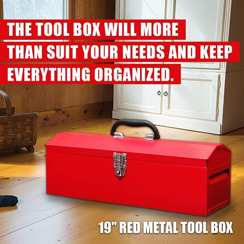 HPDAVV QBGJXTB101R 19-Inch Metal Tool Box – 1P-19in-Red, Red – 1P-19in-Red / Red – product detail