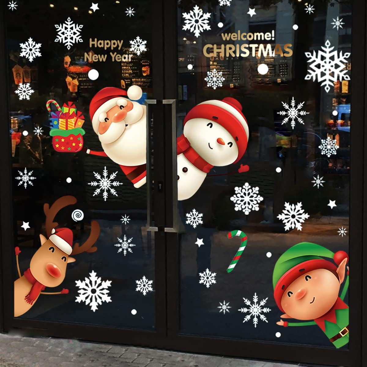 XIMISHOP Christmas Window Clings, 82-Piece Set