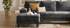 TROMIRY 112-Inch U-Shaped Chenille Sectional Sofa, Dark Grey