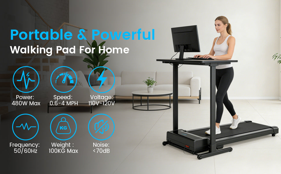 Rythkore X2ZF Under-Desk Walking Treadmill – Black – product detail