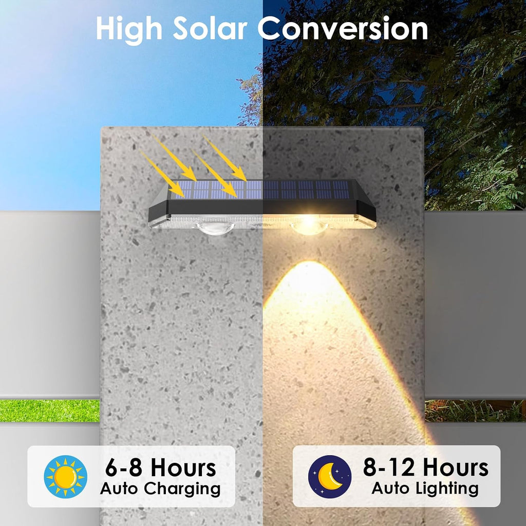 LIANGLOME Solar Fence Lights with Three White Modes, 8-Pack
