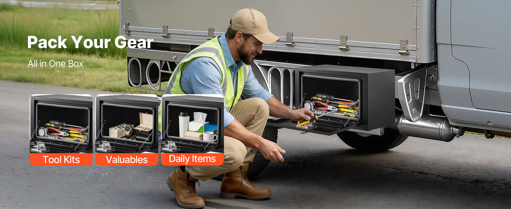 VEVOR JL-TB17S-2 24-Inch Underbody Steel Truck Tool Box – 24*12*14, Black – 24*12*14 / Black – product detail