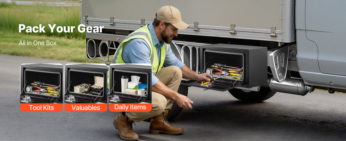 VEVOR JL-TB17S-2 24-Inch Underbody Steel Truck Tool Box – 24*12*14, Black – 24*12*14 / Black – product detail