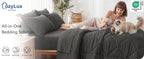 CozyLux Queen Comforter and Sheet Set, 7 Pieces, Dark Grey