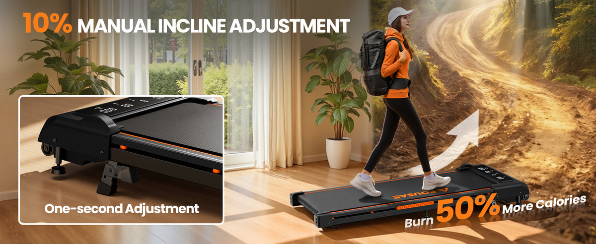 FOUSAE X Under-Desk Walking Treadmill – Black-Orange – product detail