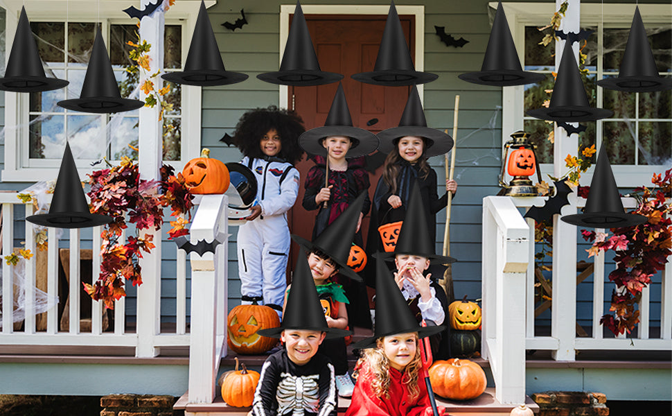 Helimoto 6-Piece Hanging Halloween Witch Hat Set – Black – product detail