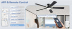 ZMISHIBO 52-Inch Flush-Mount Ceiling Fan with LED Light, Black