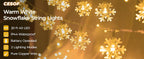 CESOF Warm White Snowflake String Lights, 20 ft