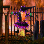 ILLUMINEW 001 Solar-Lighted Halloween Crashing Witch Decoration – Orange Purple – product detail
