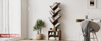 SUNMORY Six-Tier Tree Bookshelf with Storage, Brown