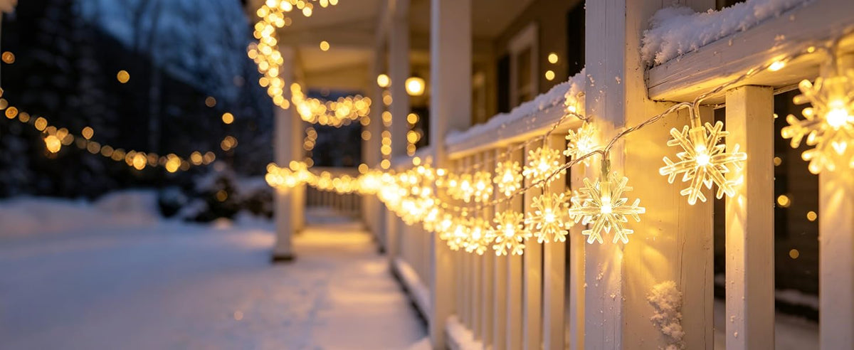CESOF Warm White Snowflake String Lights, 20 ft