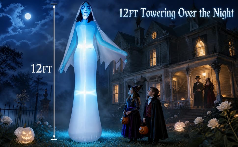 zukakii QM-WS-025 12-Foot Halloween Ghost Bride Inflatable – blue – product detail