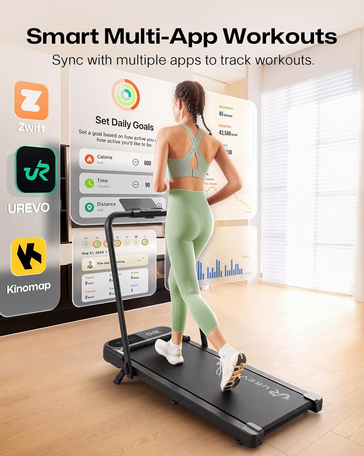 UREVO URTM059 Walking Treadmill – Black – product detail