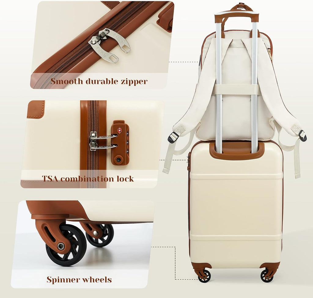 Coolife YD102 Hardside Luggage Set – 3 Piece Set (BP/TB/20), White – White / 3 Piece Set (BP/TB/20) – product detail