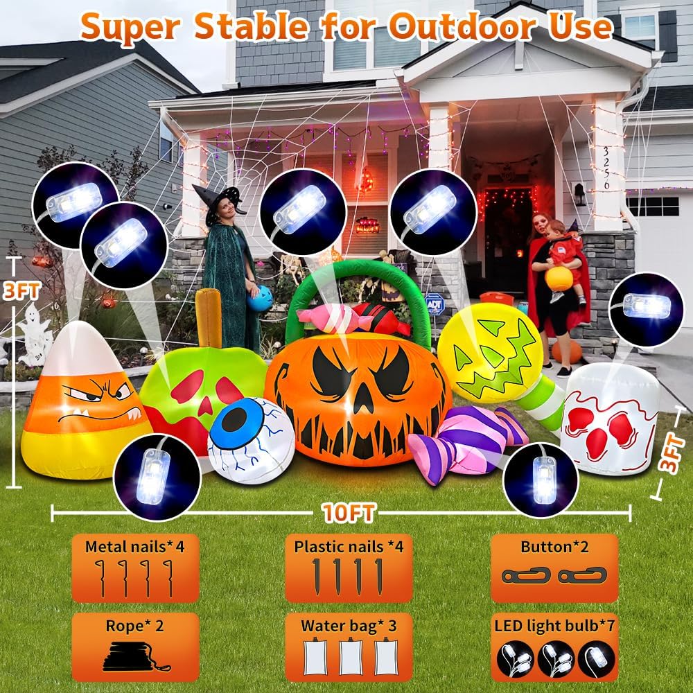KOOY Halloween Inflatable Decorations – Pumpkin Ghost Combo – product detail