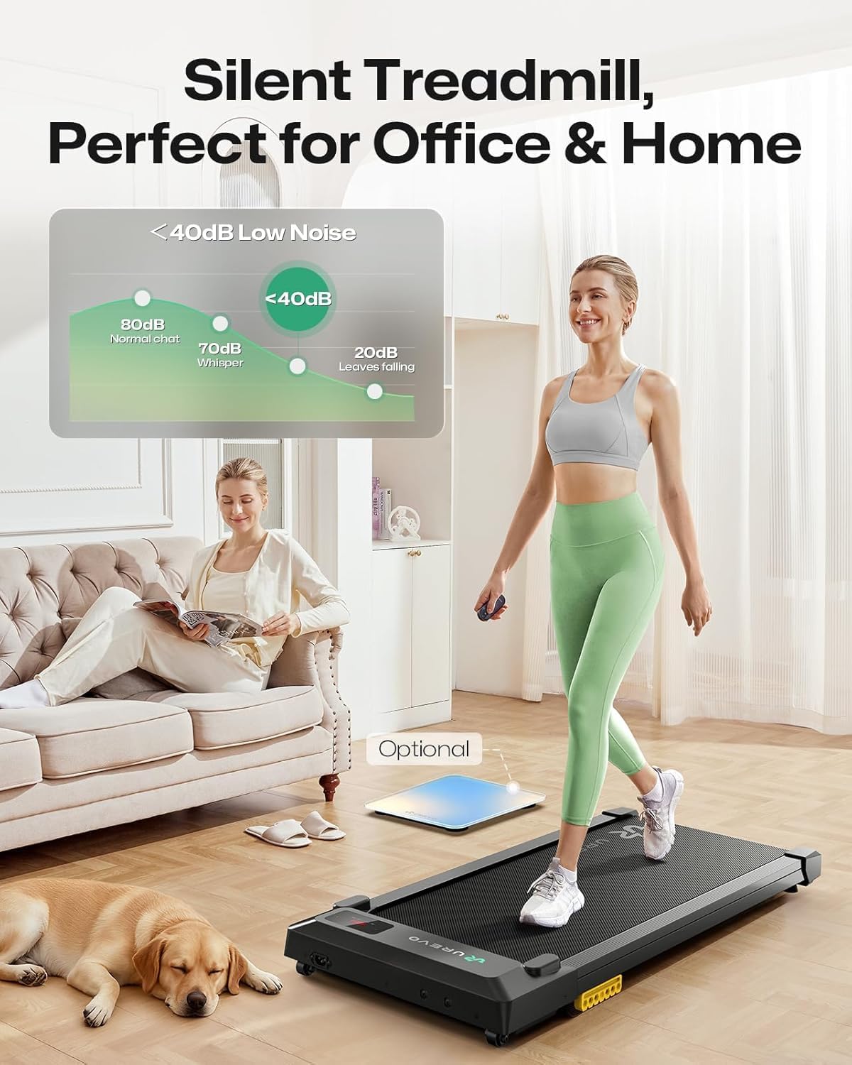 UREVO URTM041 Walking Treadmill – Black – product detail