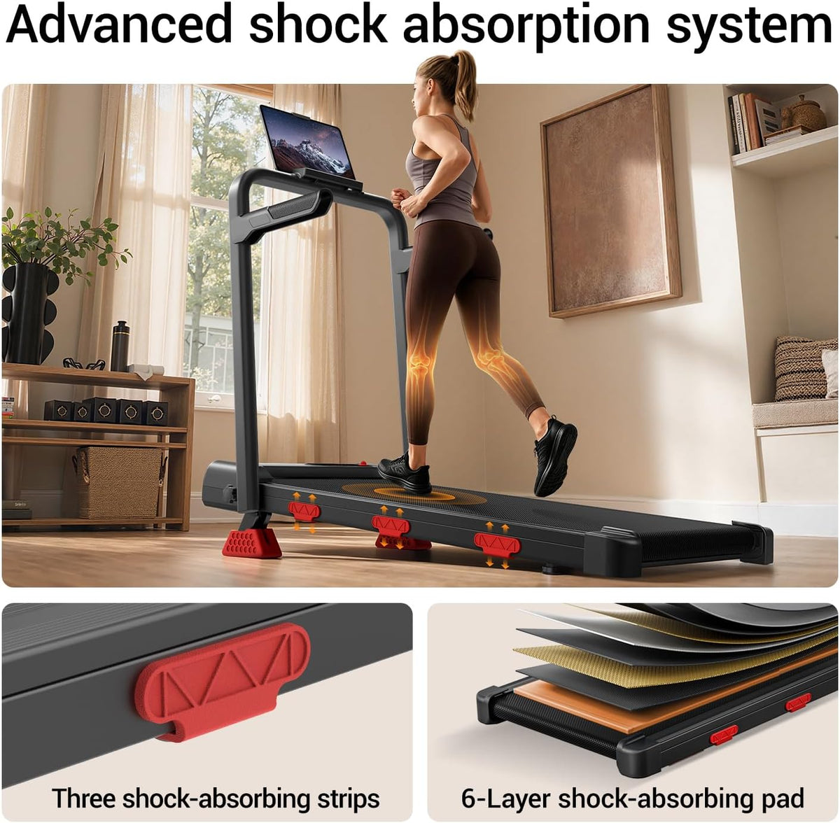 LONTEK Walking Treadmill – Ivory Black – product detail