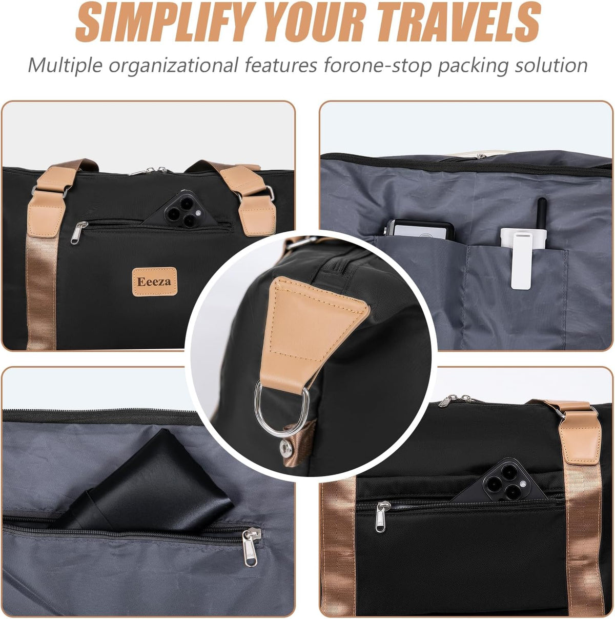 Eeeza 7P-3PCS-Black Hardside Luggage Set – 3PCS, Black – Black / 3PCS – product detail