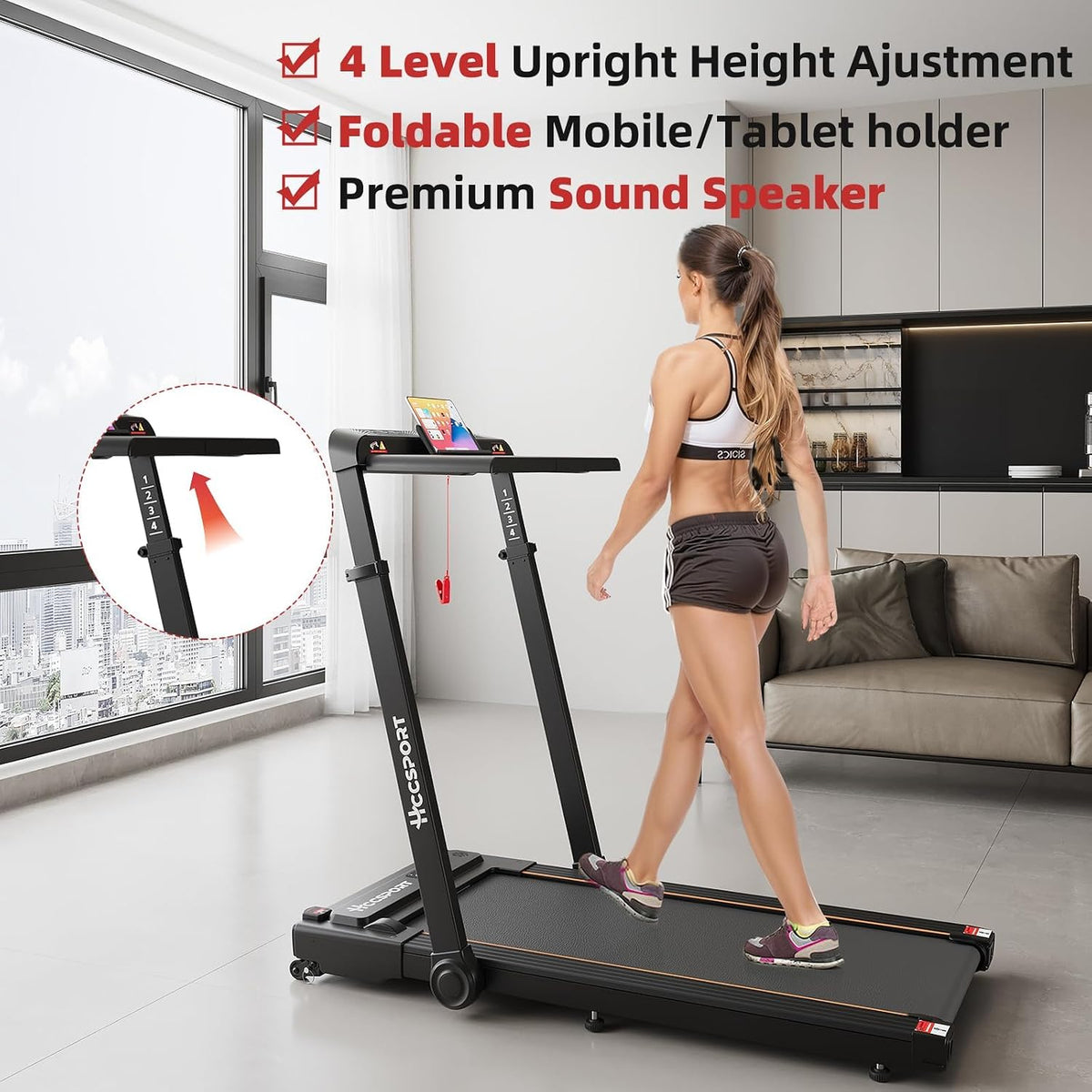 Hccsport SOUTIEN-1 Under-Desk Walking Treadmill – Remote Control&Removable Tray – product detail