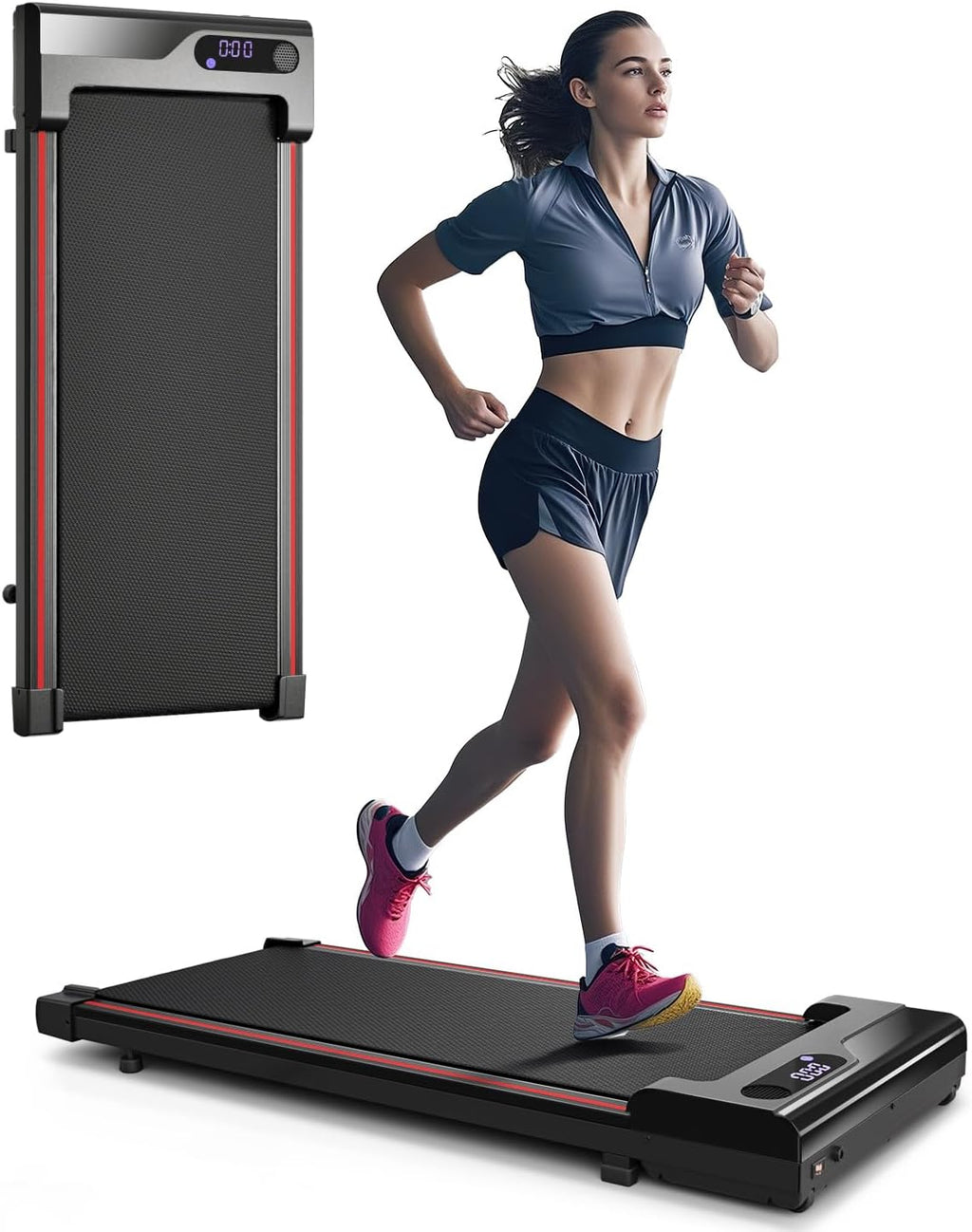 Vhorilix XM-A2 Under-Desk Walking Treadmill – Black and Red