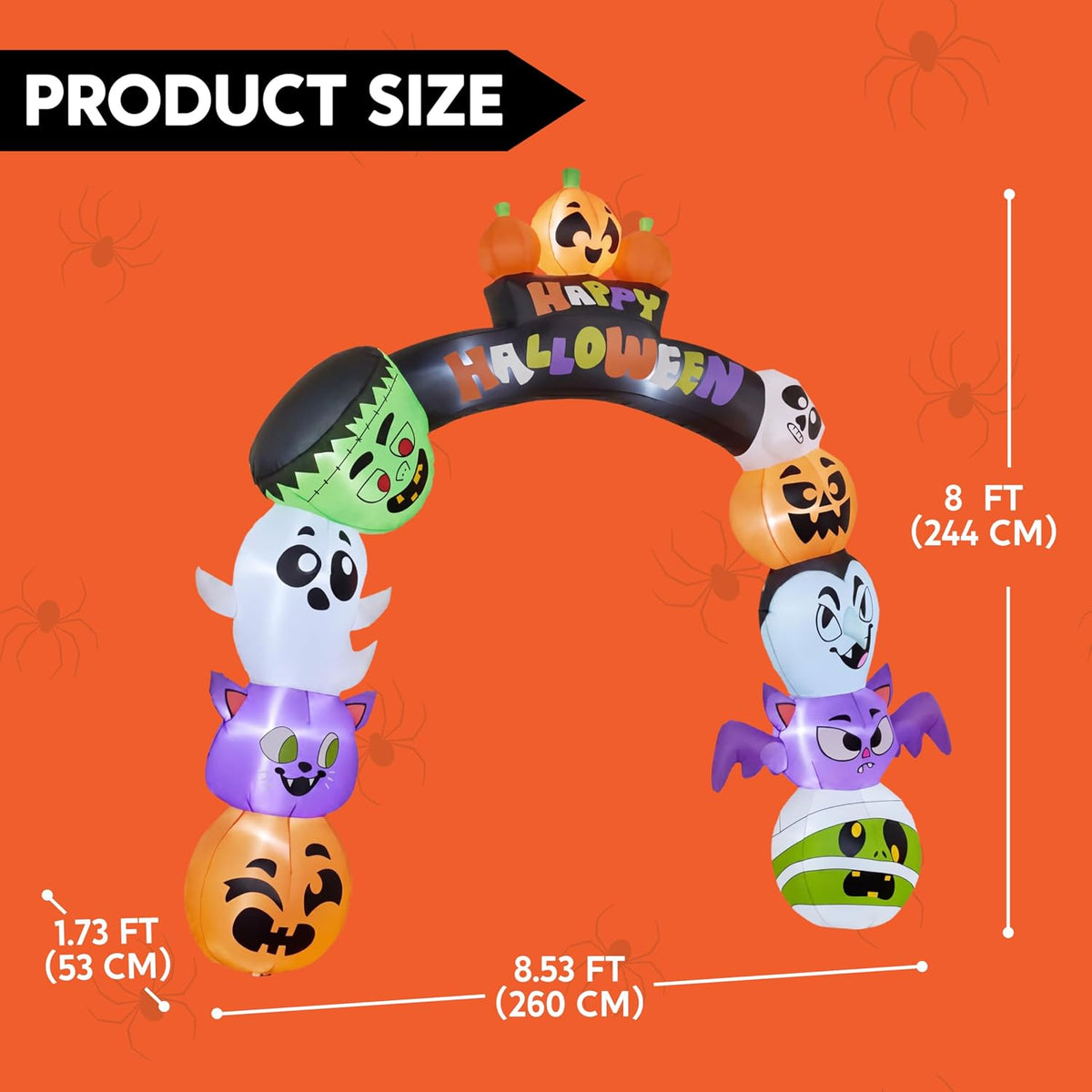 Joiedomi JOI-LZ-30612 8-Foot Halloween Pumpkin Archway Inflatable – Multicolor – product detail