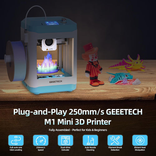 Geeetech M1 Mini 3D Printer with Auto Leveling, Blue-White - detail 1