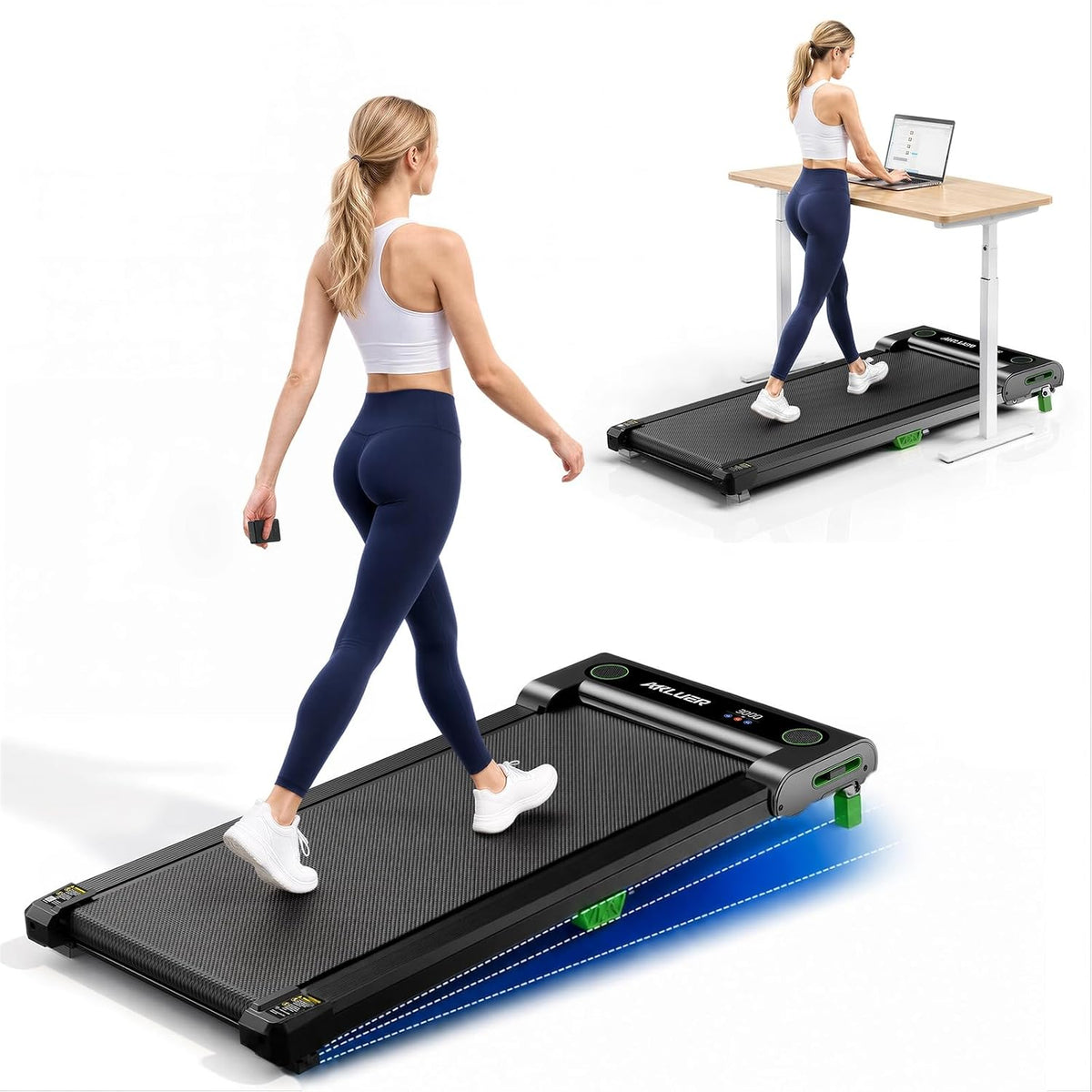 AKLUER 480L-A Under-Desk Walking Treadmill – Light Black