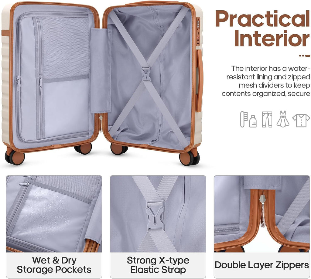 UKEIN 2304 Luggage Set – 3 piece set (20inch), Beige – Beige / 3 piece set (20inch) – product detail