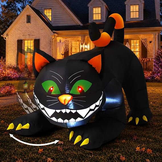 COMIN 69322 6-Foot Halloween Animated Black Cat Inflatable – Black