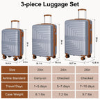 Romswi LGC-3208N2 Hardside Luggage Set – 20+24+28, Silver – Silver / 20+24+28 – product detail