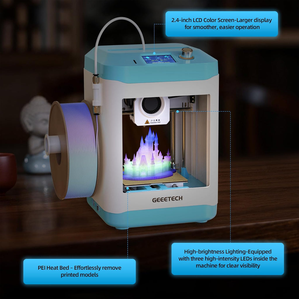 Geeetech M1 Mini 3D Printer with Auto Leveling, Blue-White - detail 3