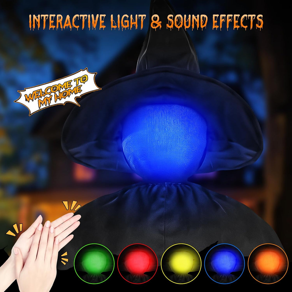 Zesua ZS113 5-Piece Lighted Halloween Witch Circle Set – 4.3 Ft Multicolor Light – product detail