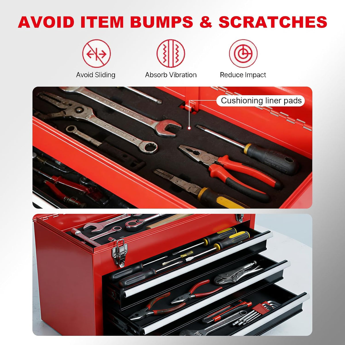 BIG RED ANTBD133-RBR 20.5-Inch 3-Drawer Steel Tool Box – 20.5 in, Black/Red – Black/Red / 20.5 in – product detail