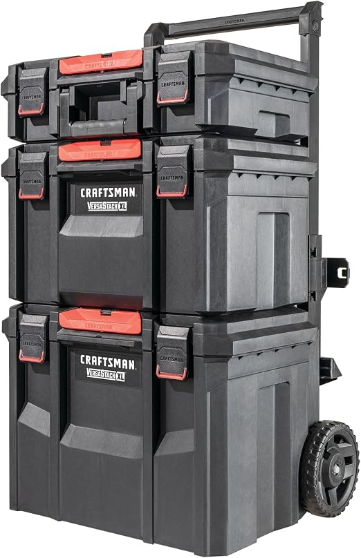 CRAFTSMAN CMST60420 VERSASTACK XL Rolling Storage Tower with Adapter – Black, Red