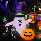 GOOSH 69471 5-Foot Halloween Ghost & Pumpkin Inflatable – white