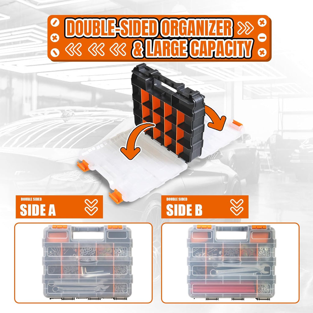 Jack Boss ASG322-2-O 2-Pack Double-Sided Parts Organizer Boxes – 2 PACK, Orange – Orange / 2 PACK – product detail