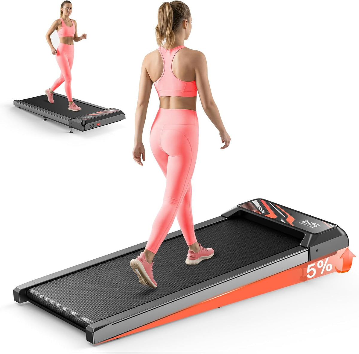 HCOIW Under-Desk Walking Treadmill – Black-Red S