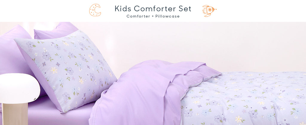 Wake In Cloud Purple Floral Full Comforter Set, 3 Pieces