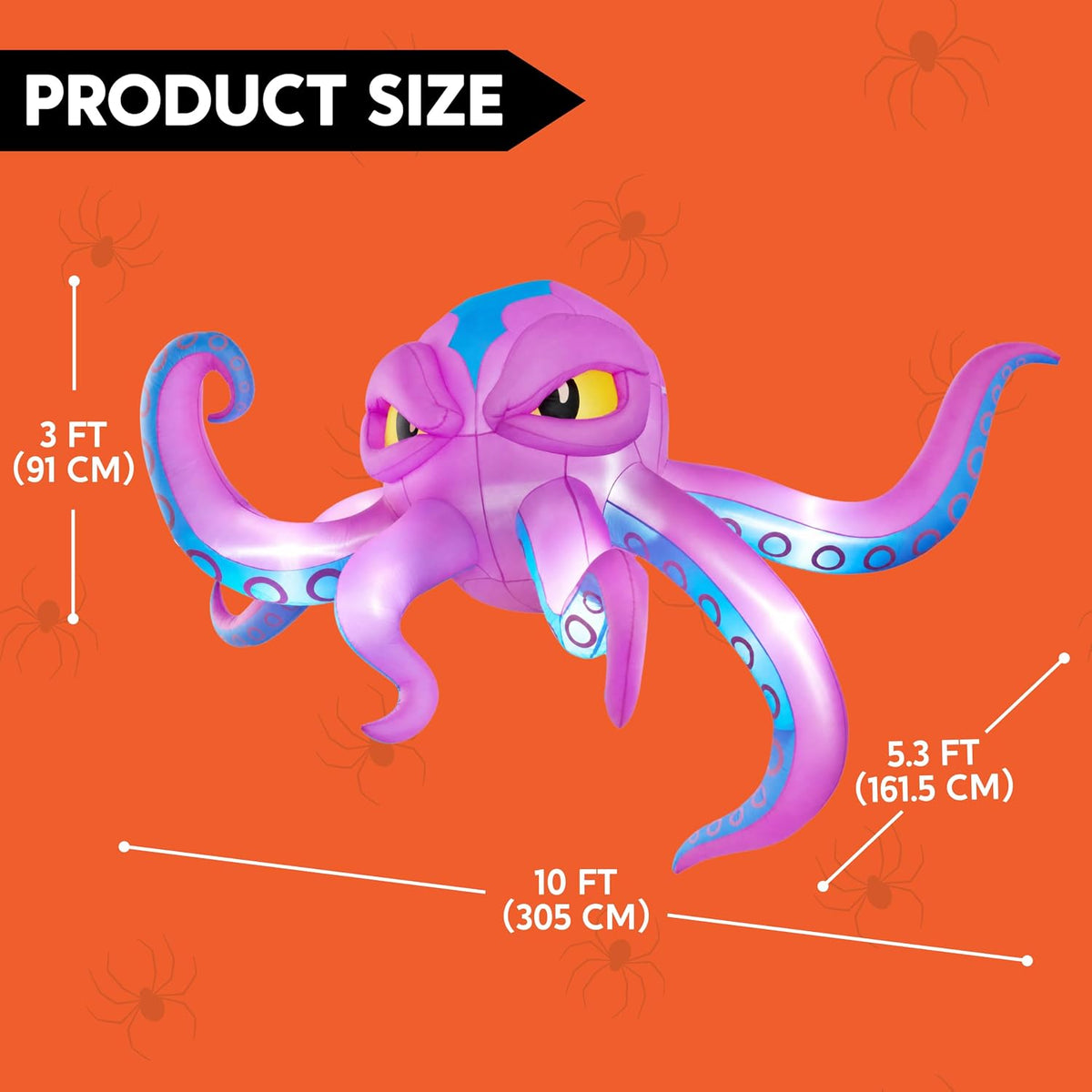 JOYIN 18672 10-Foot Halloween Octopus Inflatable – Blue-tentacled Octopus – product detail