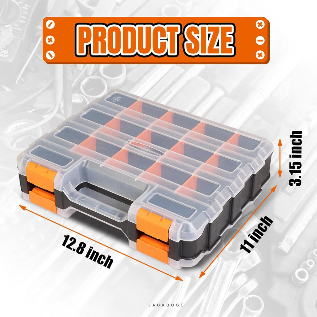 Jack Boss ASG322-2-O 2-Pack Double-Sided Parts Organizer Boxes – 2 PACK, Orange – Orange / 2 PACK – product detail