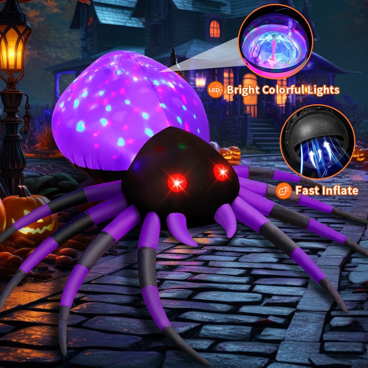 GOOSH 69087 5-Foot Halloween Spider Inflatable – 5 FT Purple – product detail