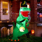 GOOSH 7-Foot Halloween Pirate Dinosaur & Pumpkin Inflatable – Green – product detail