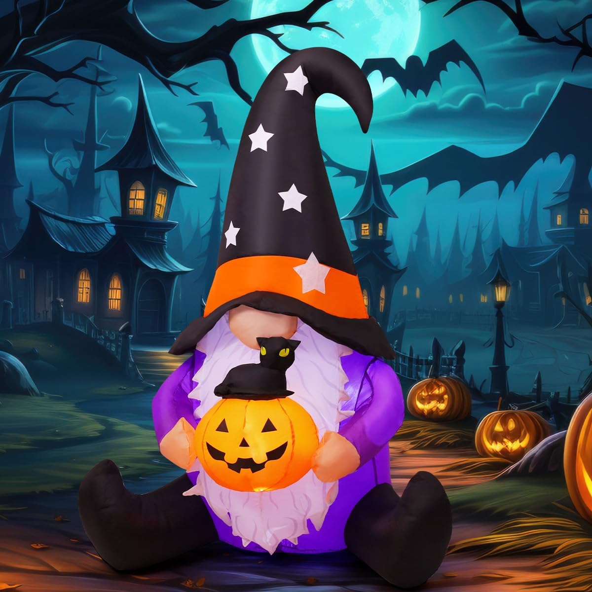 GOOSH 69496 5-Foot Halloween Gnome & Pumpkin Inflatable – purpole – product detail