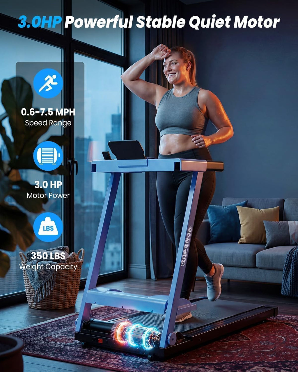 Superun Walking Treadmill – BlackBlue – product detail