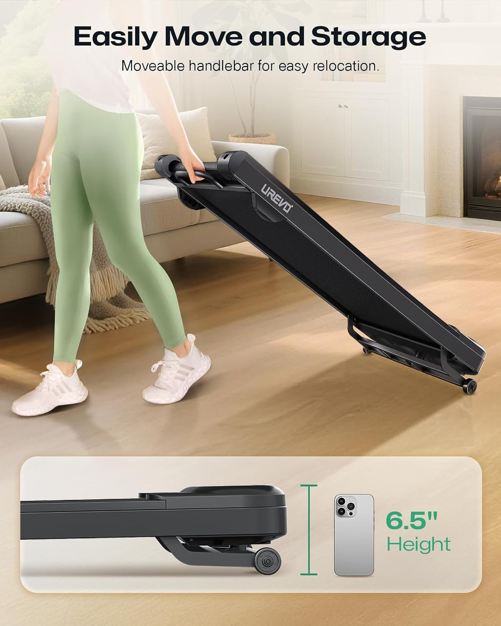 UREVO Spacewalk 3S Under-Desk Walking Treadmill – Black-orange – product detail