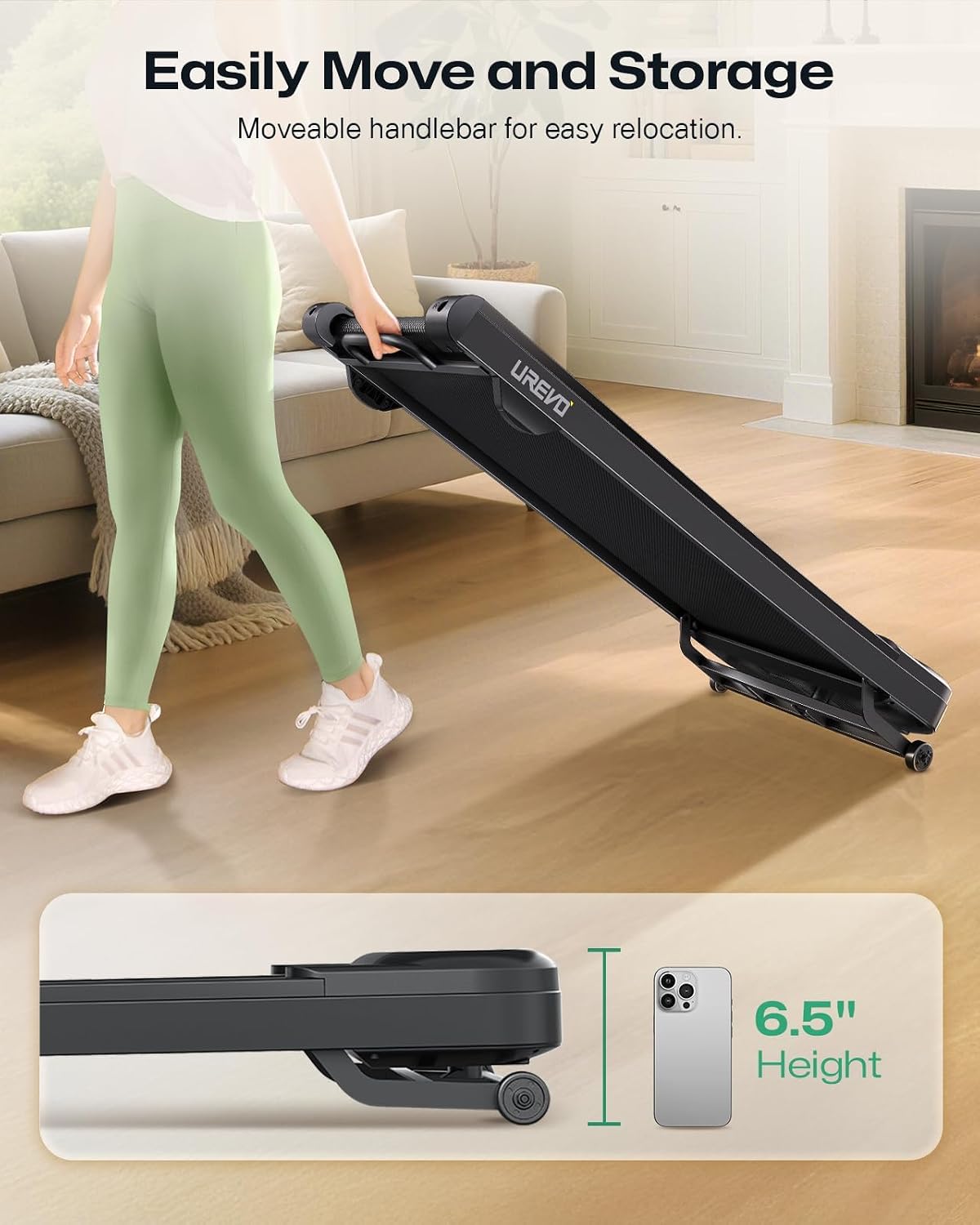 UREVO Spacewalk 3S Under-Desk Walking Treadmill – Black-orange – product detail