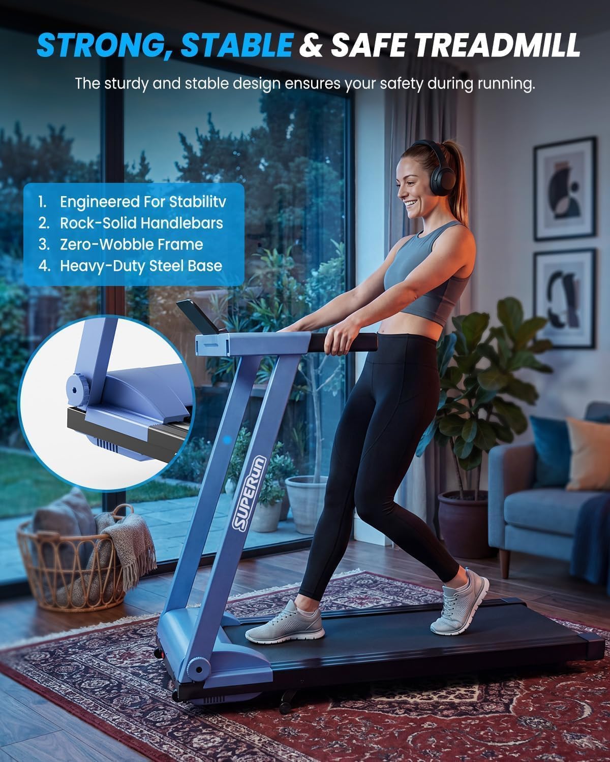 Superun Walking Treadmill – BlackBlue – product detail